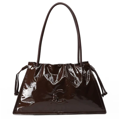 Afbeelding van COCCINELLE Leren schoudertas Dulse Shiny Shoulderbag Brunette donkerbruin