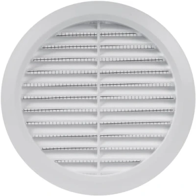 Afbeelding van Vent Systems 125 mm wit ventilatieafdekking, ronde ventilatiesleuven, barbecueafdekking, geïntegreerde insectenbescherming, HVAC ventilatieopeningen voor badkamer, thuiskantoor en keuken