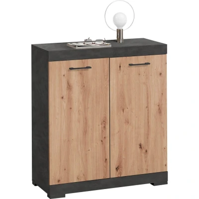 Afbeelding van Fmd Kast Met 2 Deuren 80X34,9X89,9 Cm Grijs En Old Style 1 / Bruin