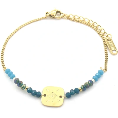 Afbeelding van Armband Dames Kralen RVS Verstelbaar 17 21 cm Goudkleurig