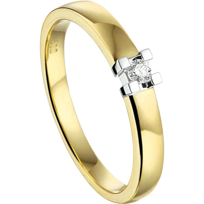 Afbeelding van Bicolor Gouden Ring diamant 0.05ct H SI 4207575 18.00 mm (57)