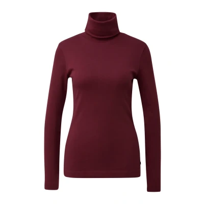 Afbeelding van QS Langarm MIT Rollkragen Longsleeve, Dames, Maat: Medium, Bordeaux