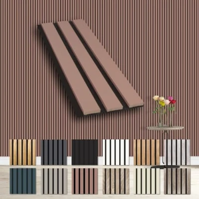 Afbeelding van HEXIM Akoestische panelen, monsterstuk, flexibele lamellenwand, hout, mdf wandpanelen, wandbekleding, binnendecoratie, geluidsisolerend (mauve AP03 / APH03 monster)
