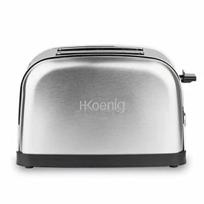 Afbeelding van H.Koenig Schijven TOAS7 2 broodsleuven, roestvrij staal, 7 bruiningsniveaus, ontdooien, snel en g broodrooster, 1 liter, zilver, extra breed
