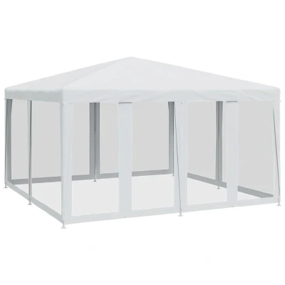 Afbeelding van Partytent met 8 mesh zijwanden 4x4 m HDPE wit