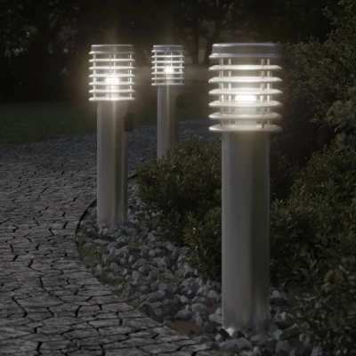 Afbeelding van Buitenvloerlamp met stopcontact 60 cm roestvrijstaal zilver