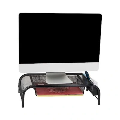 Afbeelding van Mind Reader &#039;Raise&#039; Metalen Mesh PC Laptop IMac Computer Monitor Stand Met Lade, Zwart