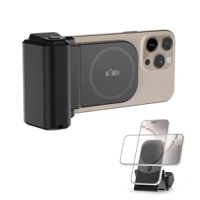 Afbeelding van JJC Pro Version Magnetische Telefoon Handgirp met Bluetooth Afstandsbediening, Snap Grip Handvat voor iPhone 16/15/14/13/12 meer &amp; Android Telefoon, Verstile Desk Stand Zwart