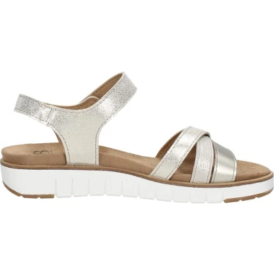 Afbeelding van SUB55 ROMI Sandalen met sleehak, Dames, Maat: 42, Goudkleur Leer