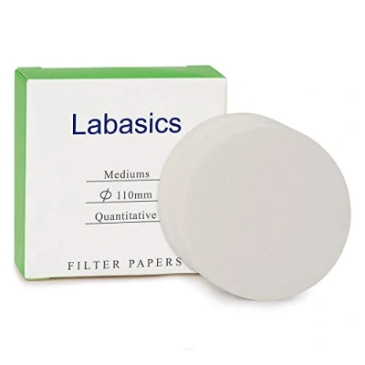Afbeelding van Labasics Kwantitatieve Filterpapiercirkels, 110 mm Diameter Cellulosefilterpapier met 15 tot 20 Micron Deeltjesretentie Gemiddelde Filtratiesnelheid, Pak Van 100
