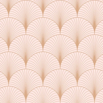 Afbeelding van Leen Bakker ESTAhome Behang Art Deco Motief Roze En RosÃ goud 0.53 X 10,05 M Goudkleurig Vlies