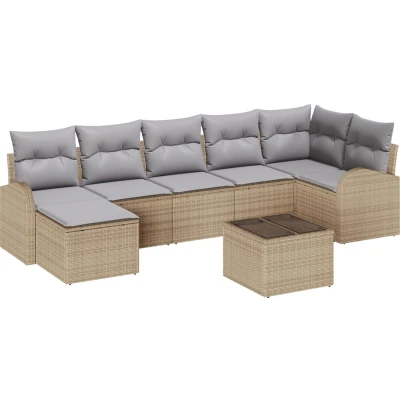 Afbeelding van vidaXL 8 delige Tuin Sofa Set met Kussens Zwarte Poly Rattan