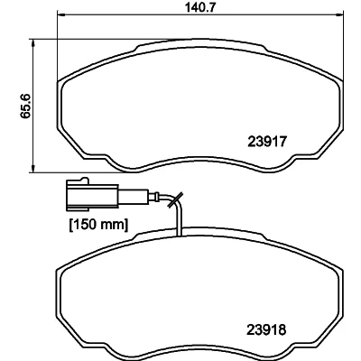Afbeelding van HELLA PAGID 8DB 355 010 391 Remblokkenset T1354 Dikte: 19.1mm Remsysteem: Brembo Met slijtage waarschuwingscontact voor o.a. CITROEN / FIAT PEUGEOT