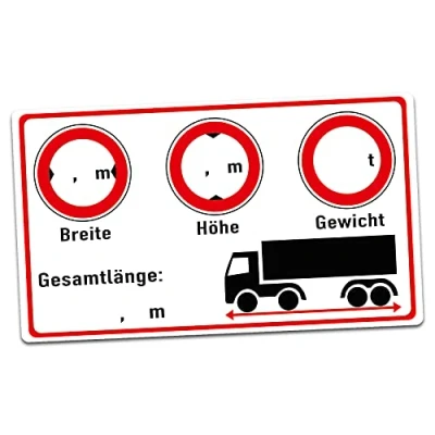 Afbeelding van Sticker voor camper, vrachtwagen, 9,5 x 5,5 cm, folie om te beschrijven, breedte hoogte, gewicht, totale lengte, zelfklevend, uv bestendig, cockpit accessoires R168 (vrachtwagen, velden leeg)