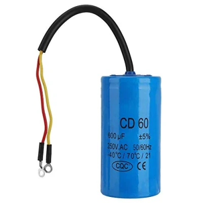 Afbeelding van CD60 Run condensator 250V AC 600uF 50/60Hz met draadgeleider ronde voor motorluchtcompressor, geschikt het opstarten van enkelfasige motoren een frequentie 50Hz en 60Hz