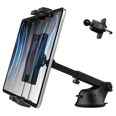 Afbeelding van Tablet Autohouder voor Dashboard Ontluchter, woleyi [3 in 1] Dash/Voorruit/Ventilatie Auto iPad Houder met Sterke Zuignap Pro 12.9 Air Mini, Galaxy Tabs, iPhone 4 13&quot; Telefoon &amp;