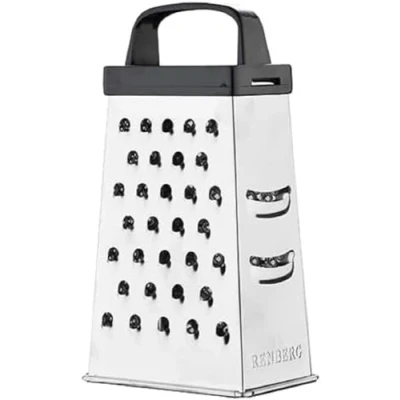Afbeelding van RB RENBERG keukenrasp van roestvrij staal, zwart, 4 zijden, 8,9 x 6,4 16,5 cm, comfortabele kaasrasp multifunctionele groenterasp gemaakt staal