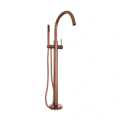 Afbeelding van Brauer Copper Edition Staande Badkraan handdouche staaf 1 stand 2 gladde knoppen PVD geborsteld koper