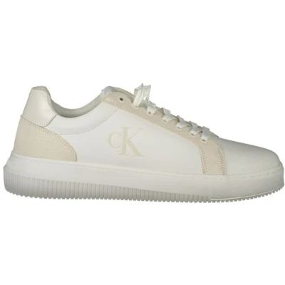 Afbeelding van Calvin Klein Jeans Heren Chunky Cupsole Authentieke YM0YM01123 Sneakers, Wit (Bright White/Creamy White), 7 UK, Helder Romig Wit, 39.5 EU