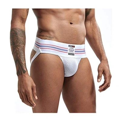 Afbeelding van JOCKMAIL Sexy Mannen Jock Strap Atletische Supporter Thongs en G Strings Brede Riem Ondergoed Korte 7 Kleuren M XXL, Wit, XL