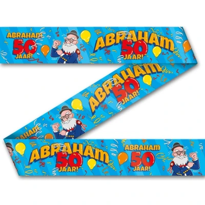 Afbeelding van Afzetlint 50 jaar Abraham cartoon 12 mtr