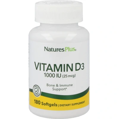 Afbeelding van Vitamin D3, 1000 IU (180 Softgels) Nature&#039;s Plus