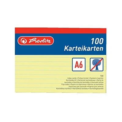 Afbeelding van Herlitz 1150614 indexkaart A6, gelinieerd, 100 stuks, geel