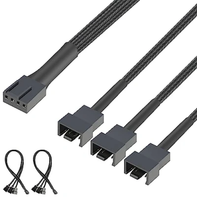 Afbeelding van J&amp;D 4 Pin PWM Splitter Kabel, Ventilator Compatibel met 3 Pin/4 PC Case Fans Moederborden Splitter, 2 Stuks, 30 cm