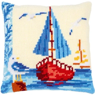 Afbeelding van Borduurpakket Zeilboot kussen Vervaco