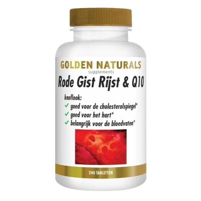 Afbeelding van Gratis Verzending: 2x Golden Naturals Rode Gist Rijst&amp;Q10 Vegan 240 tabletten