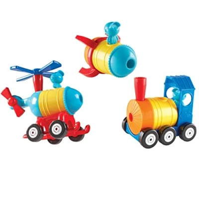 Afbeelding van Learning Resources 1 2 3 Build It! Raket Trein Helikopter 17 Stuk Set