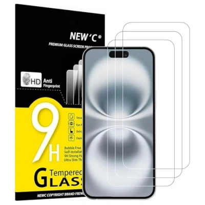 Afbeelding van NEW&#039;C 3 Stuks, Screen Protector voor iPhone 16 Plus (6,7&quot;), Gehard Glass Schermbeschermer Film 0.33 mm ultra transparant, resistent