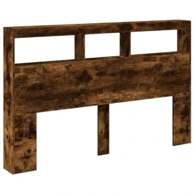 Afbeelding van Hoofdbordkast met LED verlichting 160x17x102 cm gerookt eiken