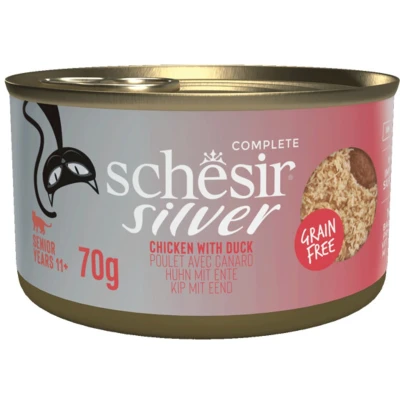Afbeelding van 12x Schesir Silver Cat Bouillon Kip &amp; Eend 70 gr