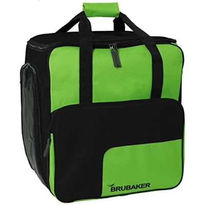 Afbeelding van BRUBAKER Skischoen tas Snowboardschoen Rugzak Helmtas Wintersport met apart schoenenvak 43 L Groen zwart