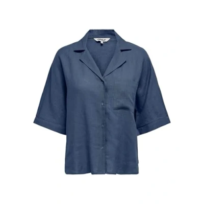 Afbeelding van ONLY Normal Geschnitten VOLUMINÖSER ARM Overhemdblouse, Dames, Maat: Medium, Vintage indigo