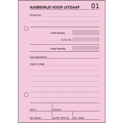 Afbeelding van Sigel Expres Kas en kwitantieformulieren Kasbewijs uitgaven, A6, 100 vel (krimp 5 stuks)
