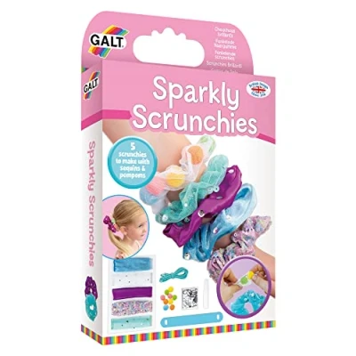 Afbeelding van Galt Speelgoed, sprankelende scrunchies, knutselsets voor kinderen, leeftijd 5 jaar, zilver, wit
