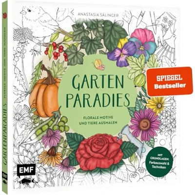 Afbeelding van Gartenparadies Florale Motive und Tiere ausmalen: Mit Grundlagen zur Koloration: Farbauswahl Techniken von @handgemalt