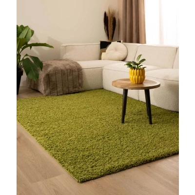Afbeelding van Hoogpolig Vloerkleed Shaggy Trend Effen Groen 300x400 Cm