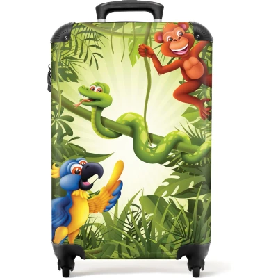 Afbeelding van NoBoringSuitcases.com® Reiskoffer jungle Handbagage koffer kind jongen 55x35x25