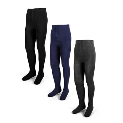Afbeelding van Basic Treasure set van 3 kinderpanty&#039;s voor meisjes, kinderen, panty kinderen (maat 98 140), zwart/marineblauw/grijs, 134 140