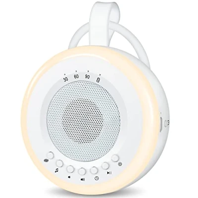 Afbeelding van Draagbare baby witte ruismachine: Easy@Home slaaphulp baby&#039;s met ruis nachtlampje 20 rustgevende slaapliedjes en natuurlijke geluiden 3 timerinstellingen USB oplaadbaar (wit)