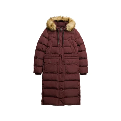 Afbeelding van Superdry Vrouwen Lange Everest jas met Imitatiebont Paars Grootte: 42