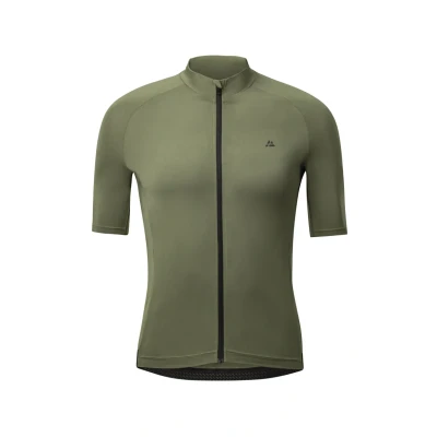 Afbeelding van DANISH ENDURANCE Fietsshirt Heren, Korte Mouwen Fiets, Ademend, met Volledige Ritssluiting en Achterzakken Olijfgroen L