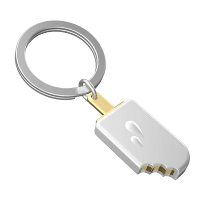 Afbeelding van Metalmorphose sleutelhanger ijslolly wit met goud
