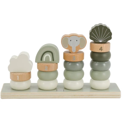 Afbeelding van Label Olijfgroen Houten Stapelringen LLWT 27563