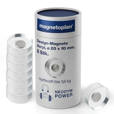 Afbeelding van Magnetoplan Neodymium magneet Acryl (Ø x h) 20 mm 13 Transparant 8 stuk(s) 1680020