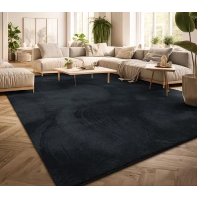 Afbeelding van Vloerkleed Woonkamer Laagpolig Eenkleurig Modern Design Wasbaar Geel Gold, Kleur: Blauw Marine, Maat:100x200 cm