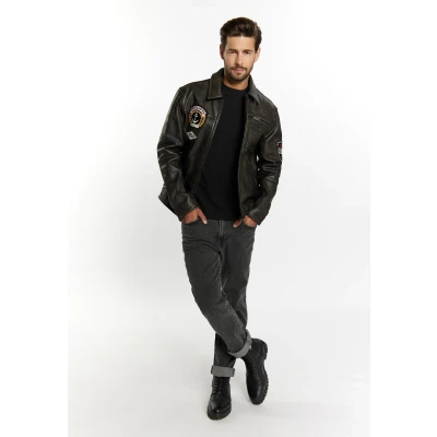 Afbeelding van Dreimaster Altiplano Leren jas, Heren, Maat: Large, Schwarz